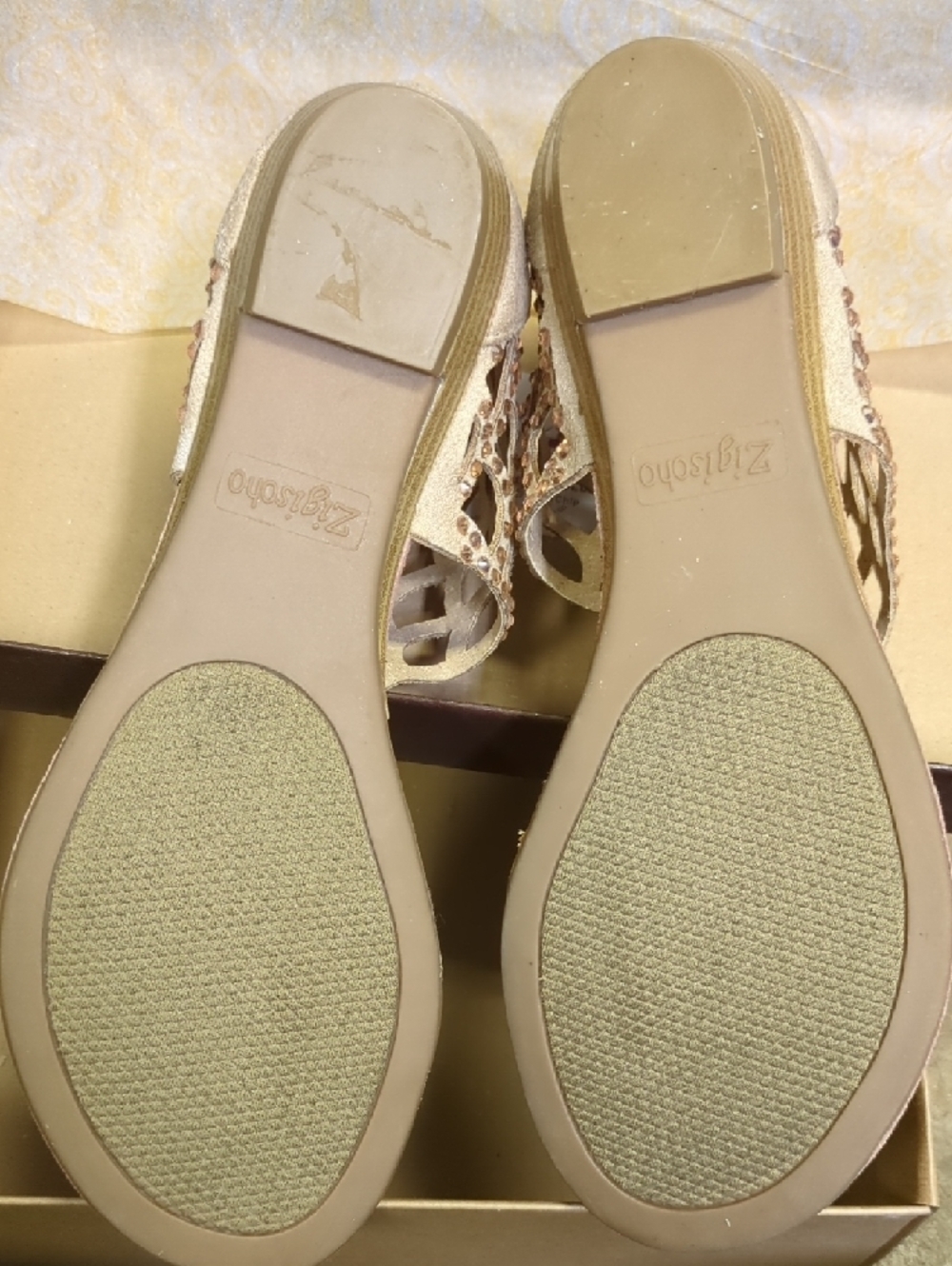 Zigi Soho Gold Embellished Cutout Gladiator Sandals - Picture 6 of 6